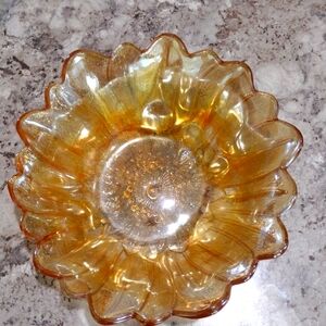 Indiana carnival glass bowl, sunflower marigold iridescent